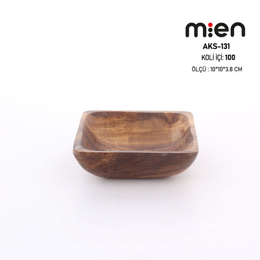 Mien bol carré en acacia profond 10×10×3,8 cm