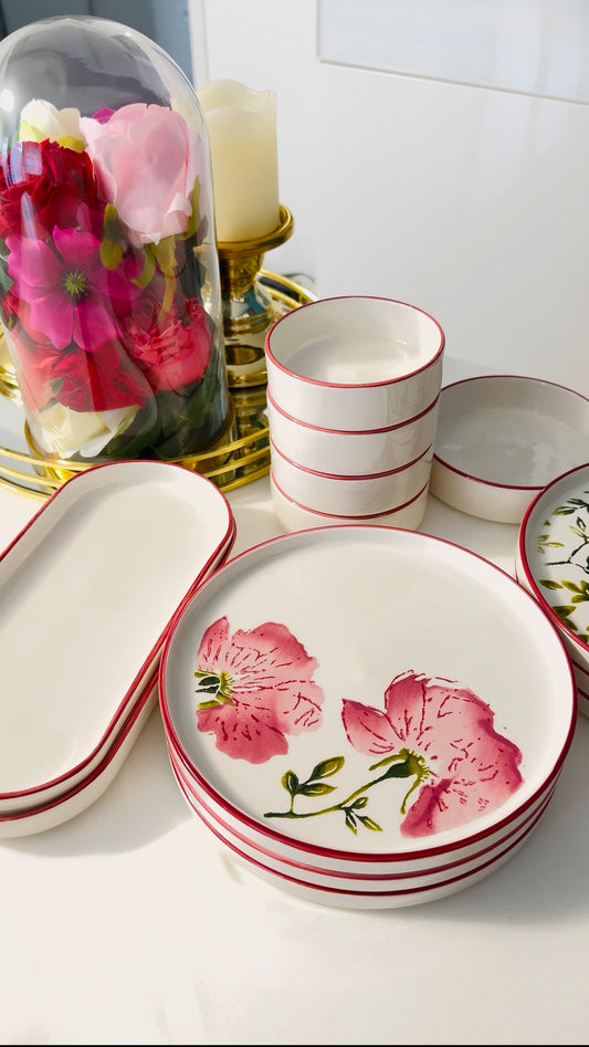 Rose  service petit-déjeuner 14 pièces