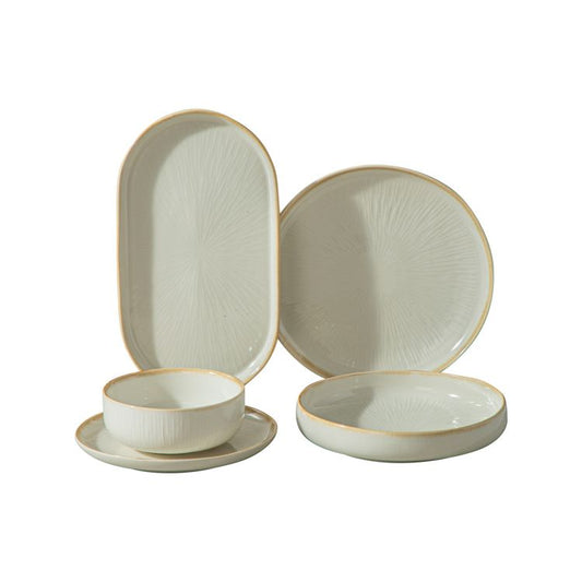 SERVICE DE TABLE - PAU - blanc/beige 25 pièces
