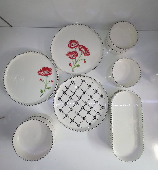Service coquelicot  petit-déjeuner 14 pièces céramique – 6 pers.