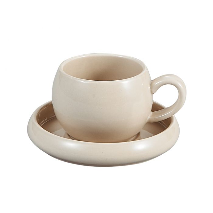 Bricard Bondy - Service à Café en Porcelaine avec Sous-verres - 4 Pièces - 2 Personnes - 200 ml