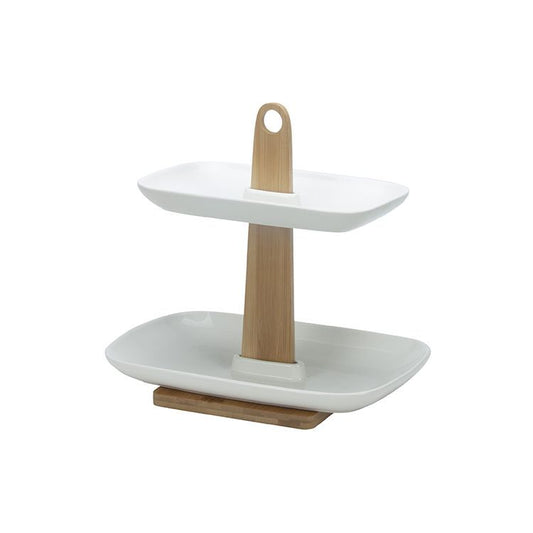 Plateau en Porcelaine avec support en Bois