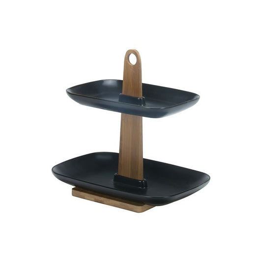 Plateau en Porcelaine avec support en Bois